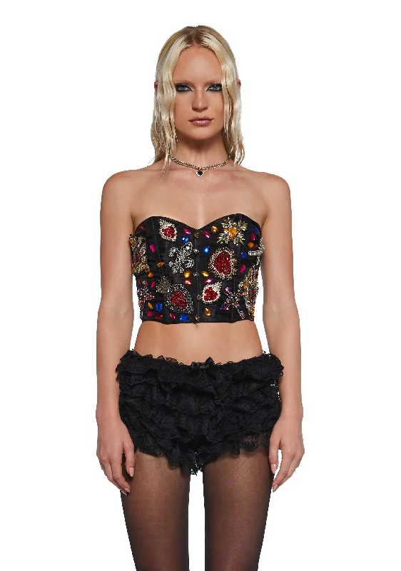 Women's Fashion-Forward Apparel Moments Of Couture Bustier Top - Black