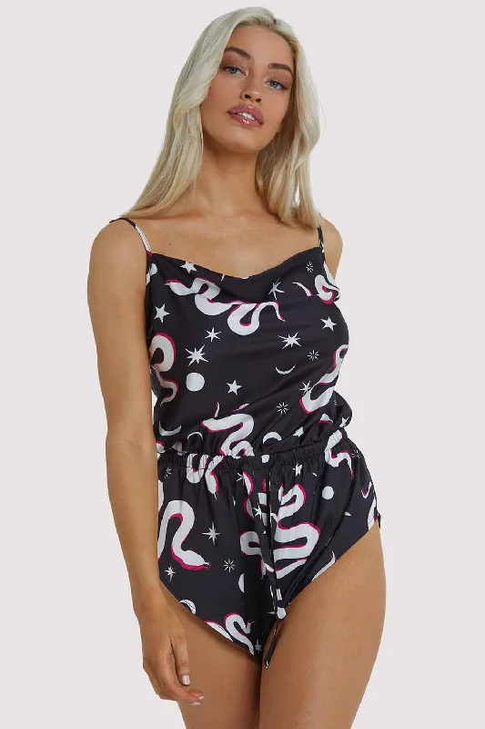 Women's Comfortable Garments Black Moon Snake Playsuit