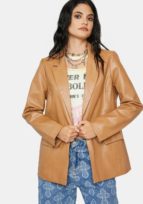 Women's Casual Attire Camel Call Me Boss Oversized Blazer