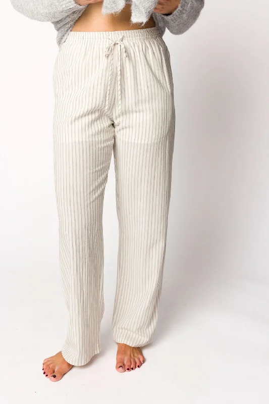 Women's Elegant Clothing Sets Julie Striped Cotton Pants in Ivory/Black