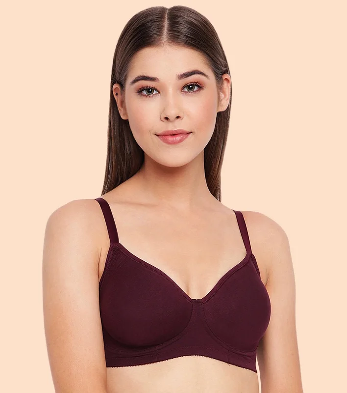 Women's High-Fashion Outfit Enamor Fab-Cool A042 Side Support Shaper  Stretch Cotton Everyday Bra for Women- High Coverage, Non Padded and Wirefree - Purple