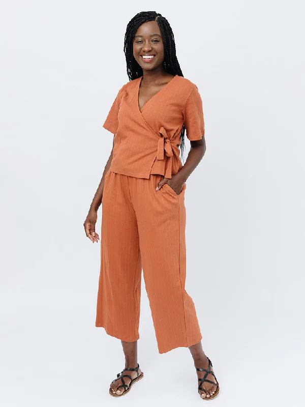 Women's Trendy Clothing Fae Wide Leg Pant- Sandstone Rib Knit