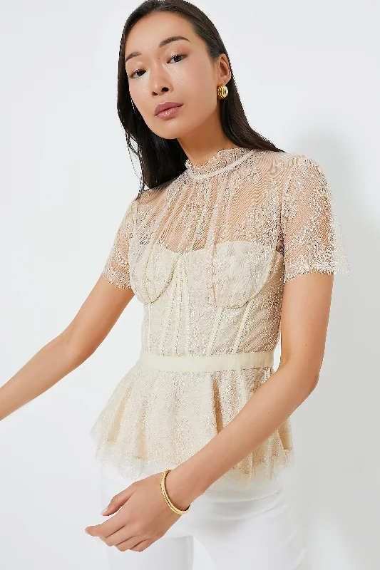 Vintage-Inspired Garments Champagne Kehlani Lace Bustier Top