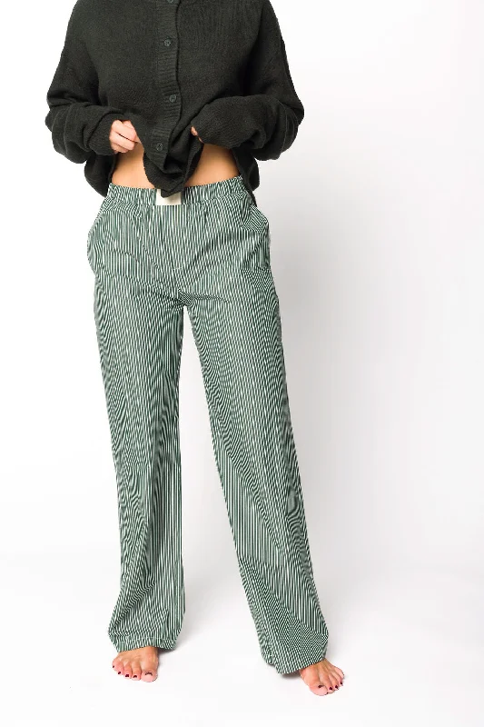 Women's Holiday Clothing Jo Striped Pajama Pants in Forest Green