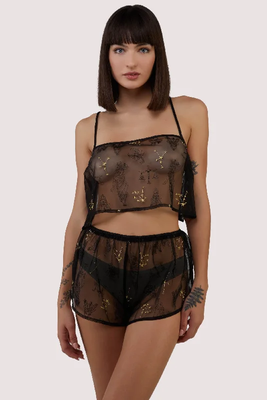 Women's Office Outfit Faith Astrology Embroidery Sheer Cami Set