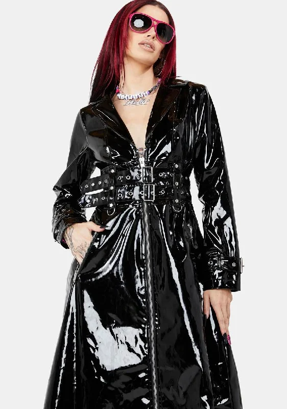 Plus-Size Women's Garments Sneaky Link Vinyl Trench Coat