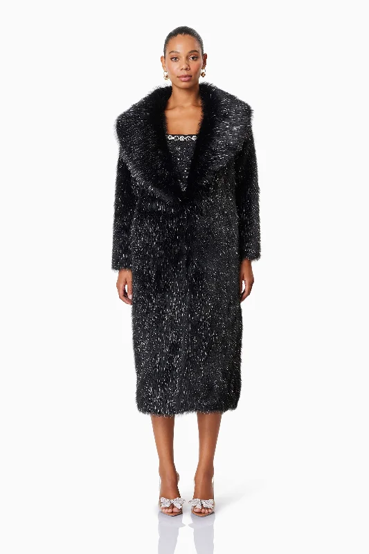 Women's Clothes For The Office Cosette Faux Fur Coat In Black