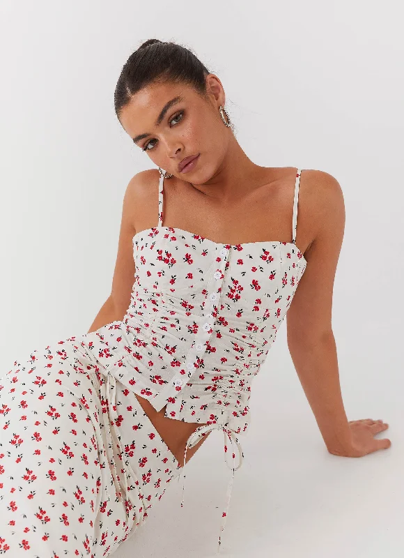 Modern Women's Outfit Ariana Linen Bustier Top - Poppy Floral