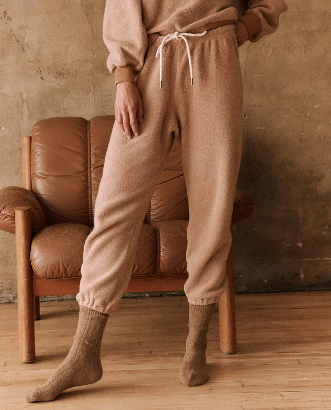 Women's Comfortable Lounge Outfit The Fleece Stadium Sweatpant. -- Fawn