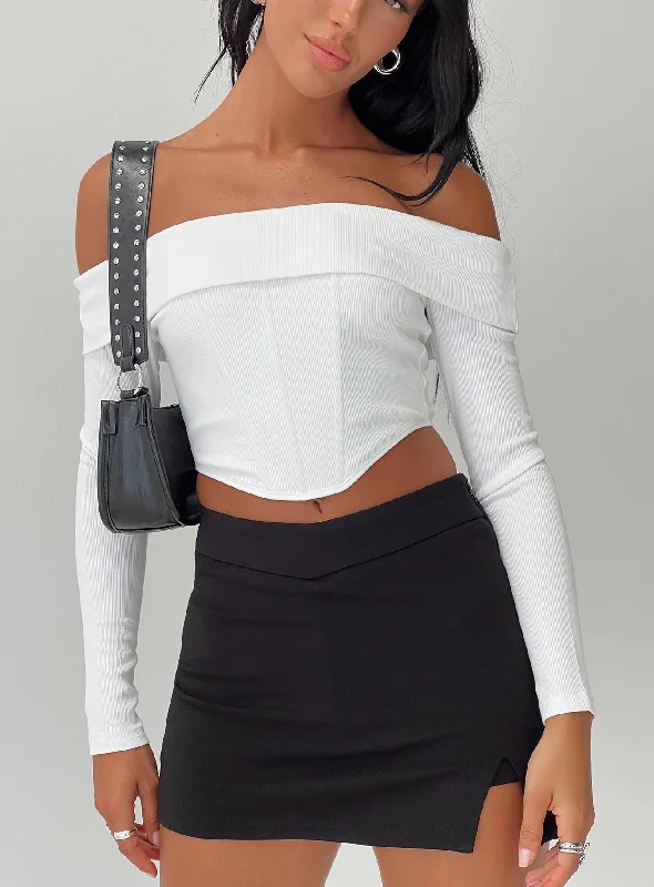 Women's Stylish Casual Garments Kaeshia Rib Off The Shoulder Bustier White