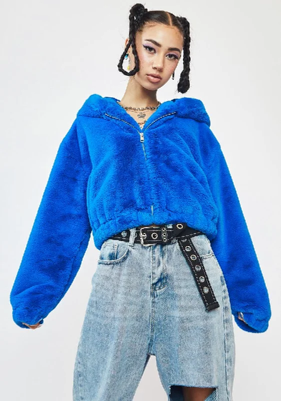 Women's Loungewear Clothes Blue Harrie Faux Fur Jacket