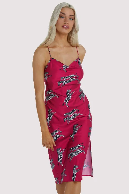 Women's Apparel And Garments Hot Pink Zebra Dress