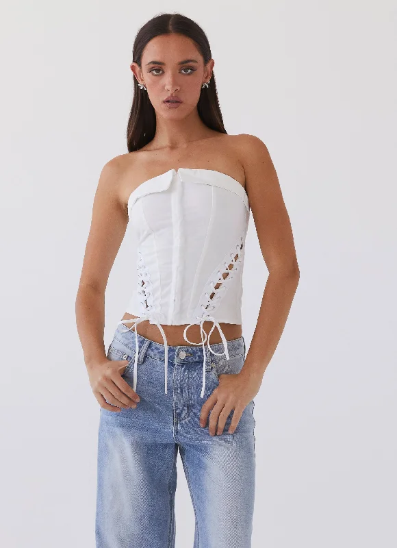 Women's Elegant Outfit Be My Soulmate Bustier Top - White