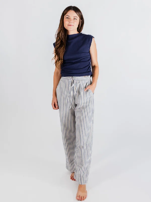 Women's Sporty Chic Clothes Emmy Drawstring Pant - Pinstripe Blue