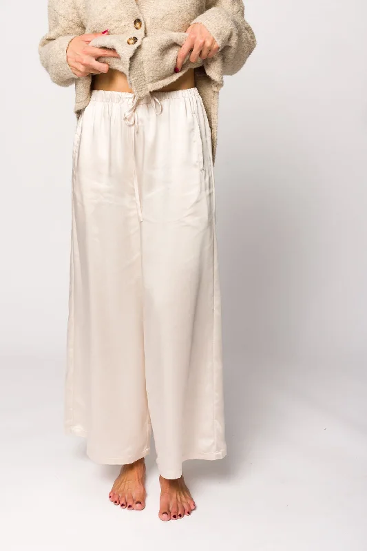 Women's Occasion Wear Clothes Mari Wide Leg Satin Pants in Cream