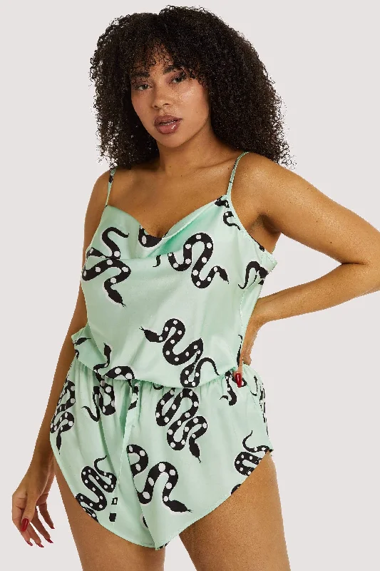 Women's Resort Garments Green Moon Snake Playsuit