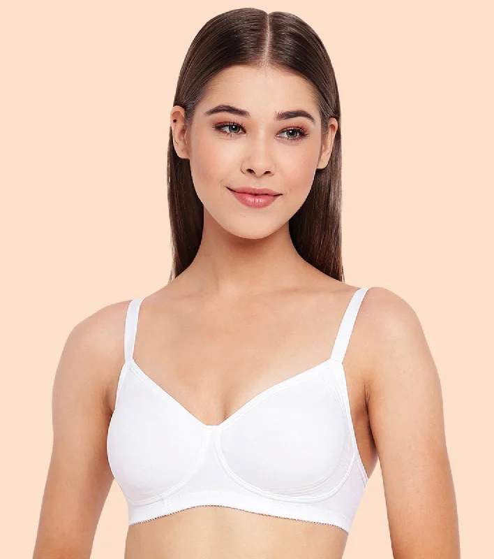 Women's Activewear Outfit Enamor Fab-Cool A042 Side Support Shaper  Stretch Cotton Everyday Bra for Women- High Coverage, Non Padded and Wirefree - White