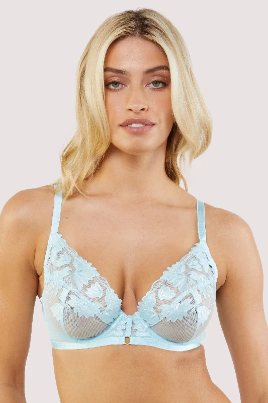 Charming Everyday Clothing For Women Harriet Blue Strappy Mesh with Ring Detail Bra