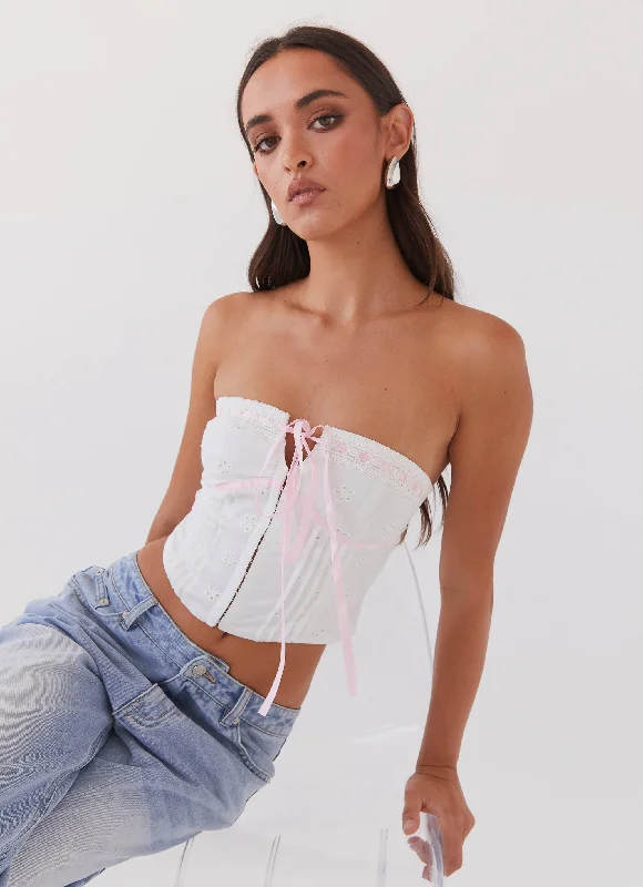 Women's Chic Outfit All My Affection Bustier Top - Pink Ribbon