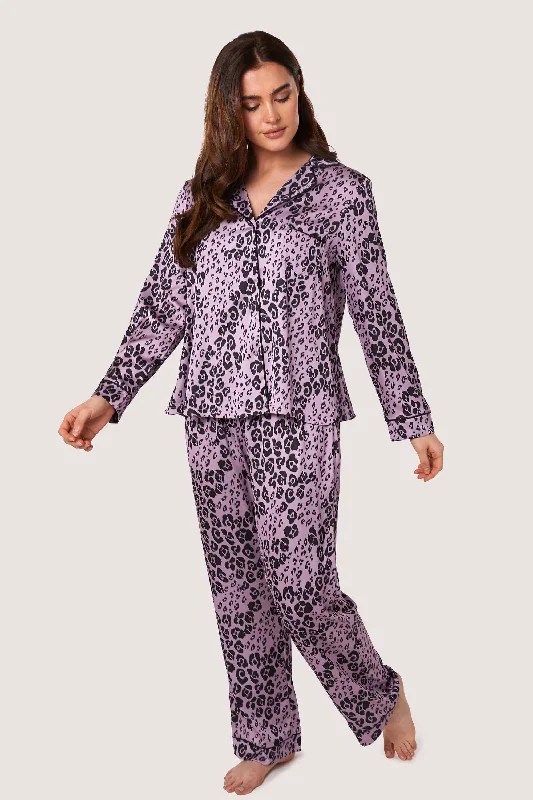 Affordable Women's Garments Kaylee Long Sleeve Lilac Animal PJs