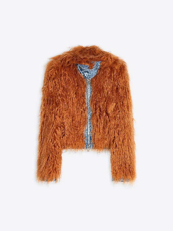 Women's Work Apparel Faux fur and denim jacket