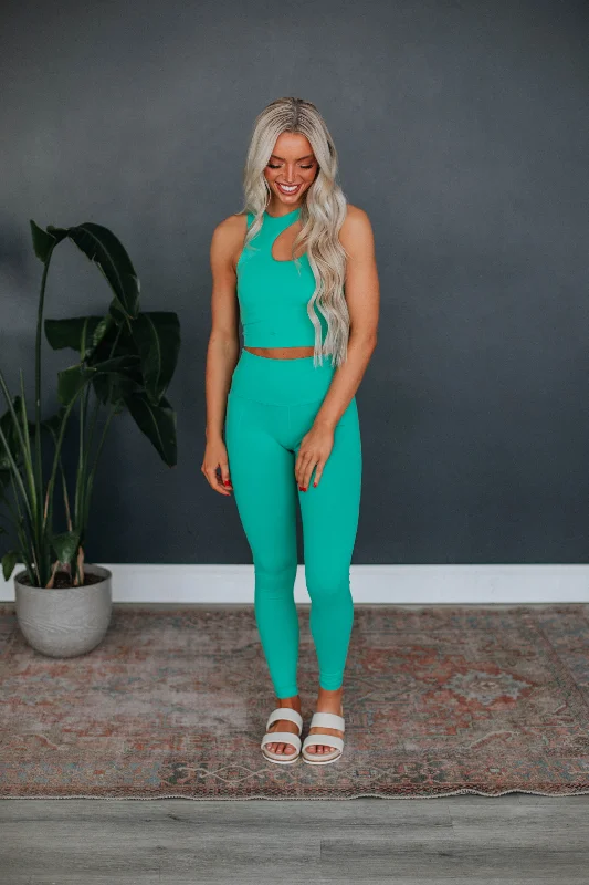 Women's Athleisure Apparel Zalen Active Leggings - Seafoam