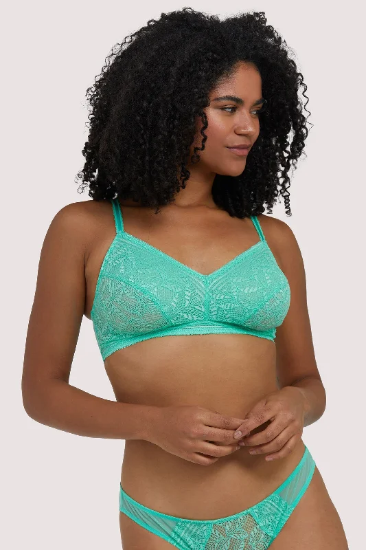 Women's Trendy Casual Outfit Emma Mint Green Lace Wireless Bra