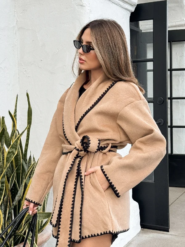 Women's Formal Event Attire Sneak Peek Blanket Coat