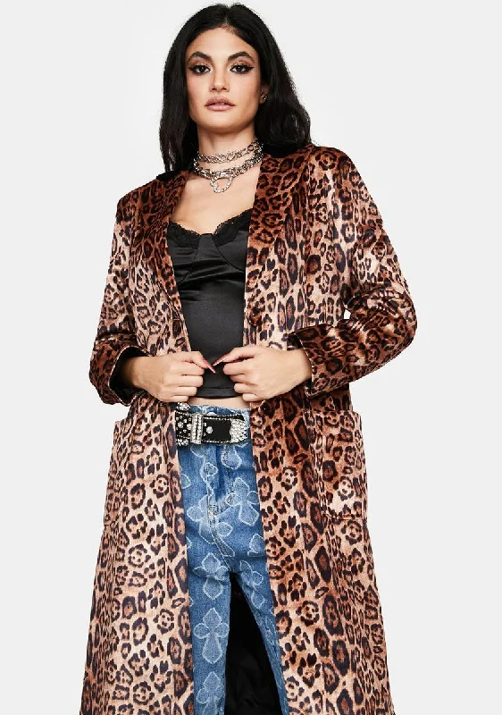 Women's Date Night Outfit Never Changing Leopard Trench Coat