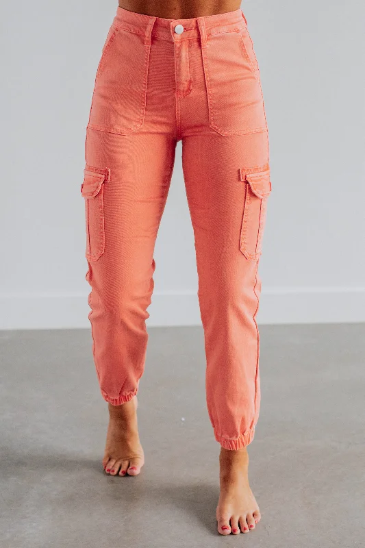 Women's Trendy Apparel Jadia Risen Cargo Pants - Salmon