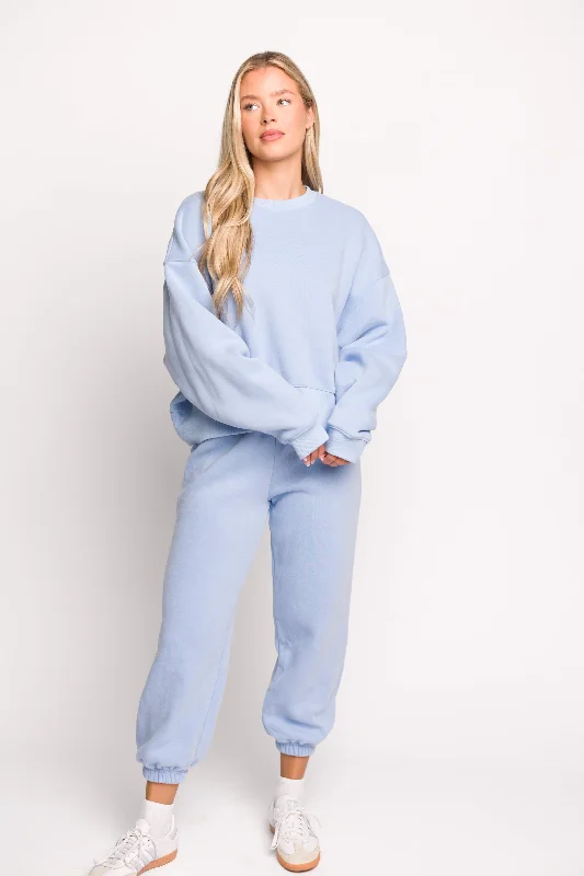 Women's Casual Wear Clothing Comfy Cozy Sweatshirt and Sweatpants Set in Baby Blue