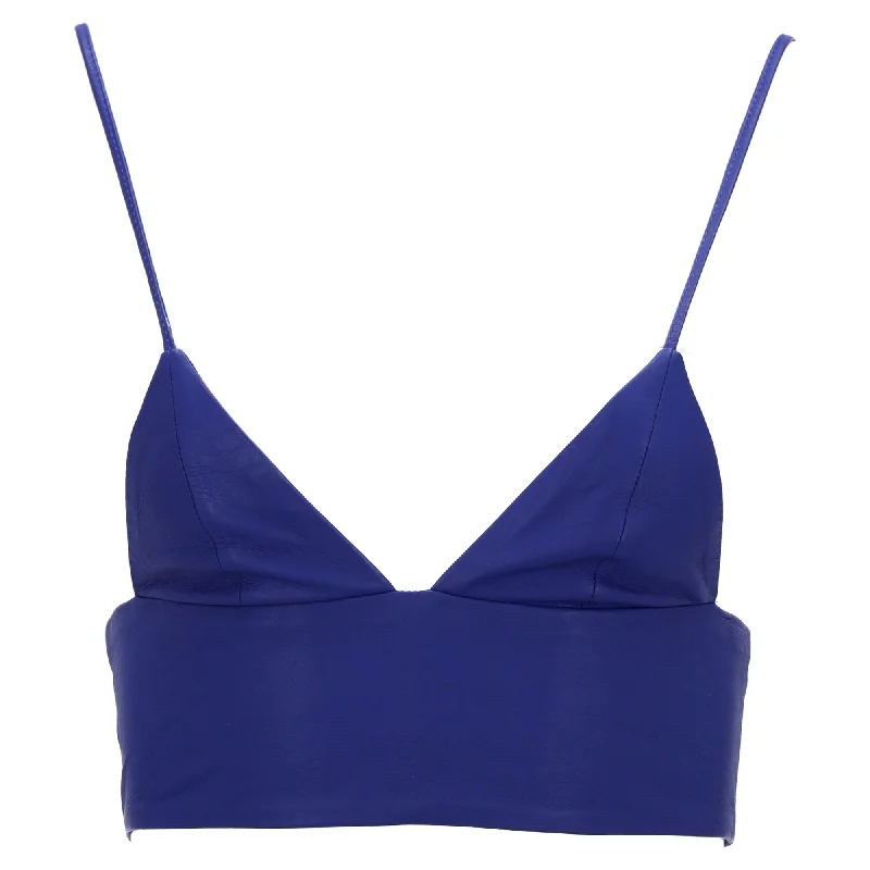 High-Fashion Women's Clothing T by Alexander Wang Bustier Top in Blue Leather