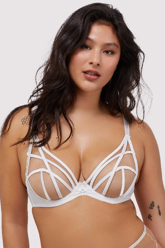 Women's Loungewear Clothes Ramona Optic White Strap Detail Illusion Mesh Bra