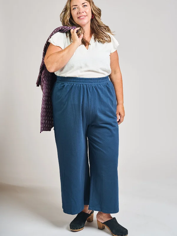 Women's Clothing For Outdoor Activities Fae Wide Leg Plus Size Pant - Loop Knit Blue