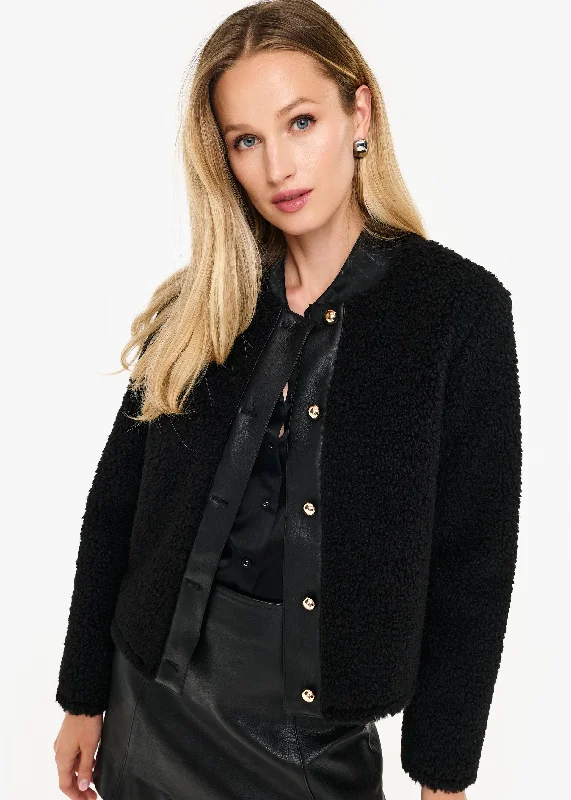 Charming Women's Holiday Apparel Pavan Sherpa Jacket Black