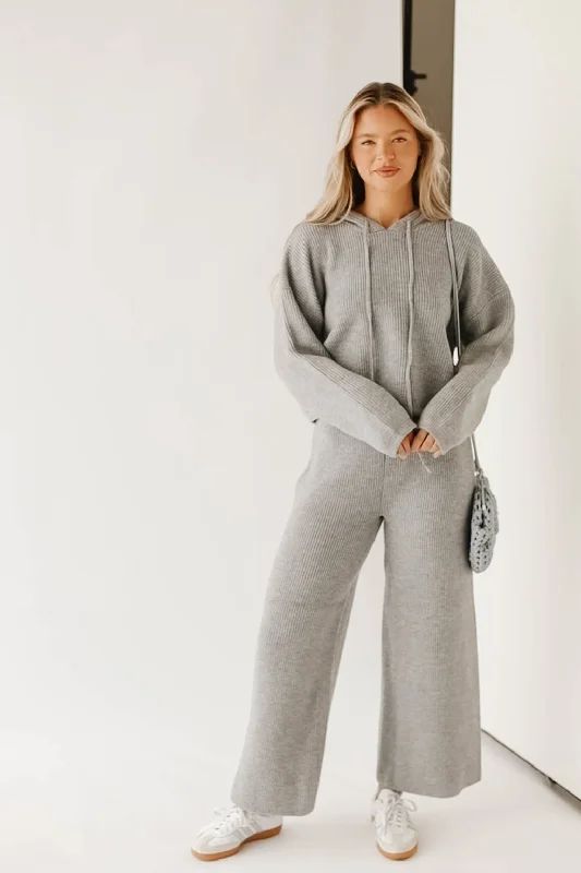 Fashionable Women's Clothing All I Need Hoodie Pullover and Pants Set in Light Grey