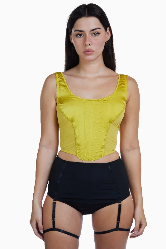 Women's Clothing For Holiday Travel Bobbi Panelled Basque Mustard