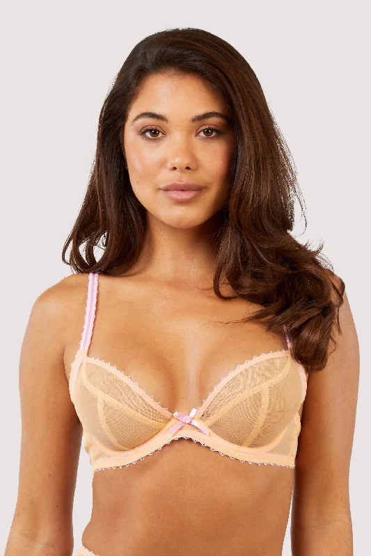 Women's Vintage-Inspired Clothing Grace Orange Supportive Plunge Net Bra