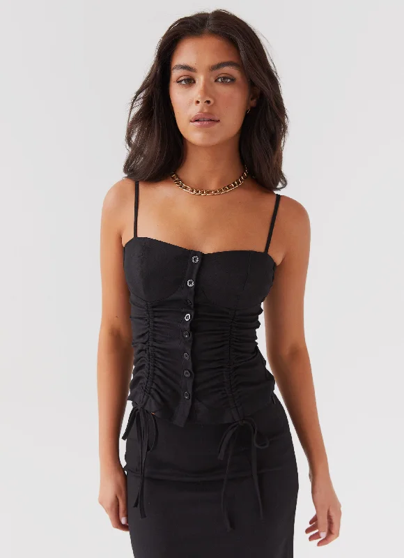 Women's Night-Out Outfit Ariana Linen Bustier Top - Black