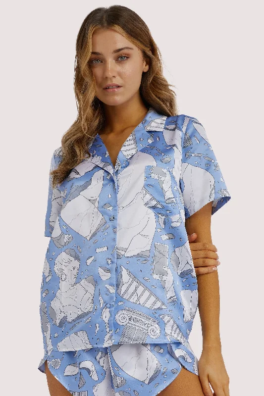 Casual Clothes For Women Logan Spector Recycled Blue Statue Satin Shirt