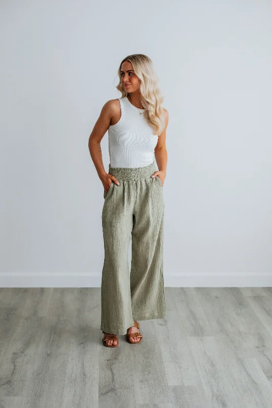 Women's Casual Apparel For Weekends Kehlani Wide Leg Pants - Sage