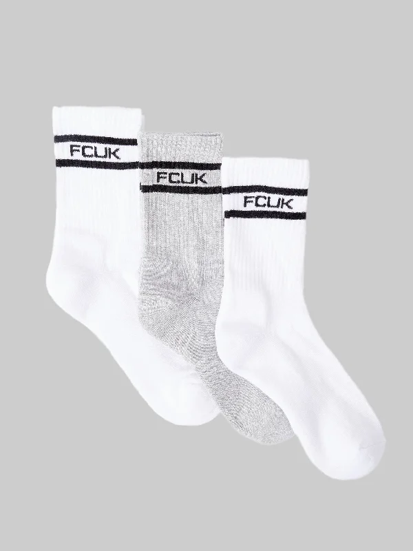 Women's Evening Outfit 3 Pack FCUK Sports Stripe Socks