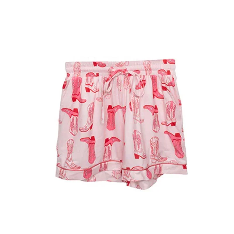 Women's Travel Garments Pink Boots Pajama Shorts