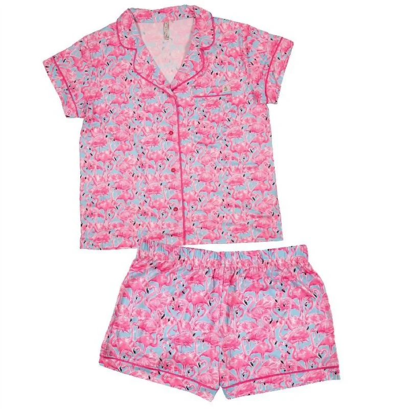 Women's Formal Clothes Women's Pajama Lounge Set In T-Shirt Flamingo