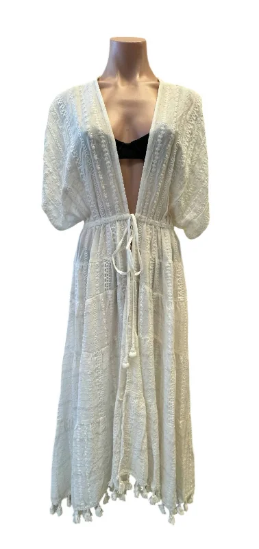 Women's Charming Outfit For Events Women's Addaline Embroidered Coverup Dress In White Stripe