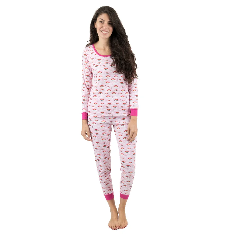 Women's Comfy Loungewear Outfit Womens Two Piece Cotton Pajamas Rainbow