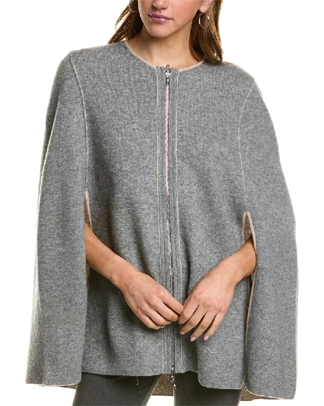 Casual Clothing For Women InCashmere Zip Front Reversible Cashmere Cape