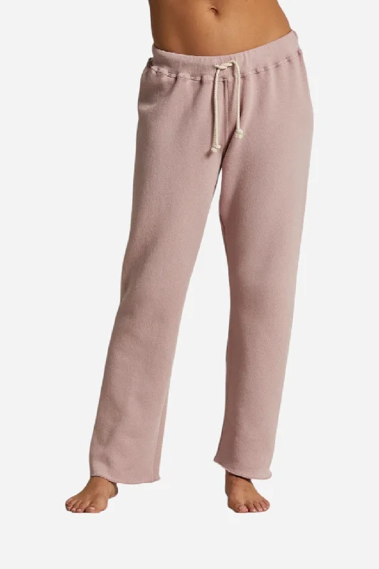 Vintage-Inspired Women's Apparel Perfect White Tee Collins Straight Leg Sweatpants in Mauve