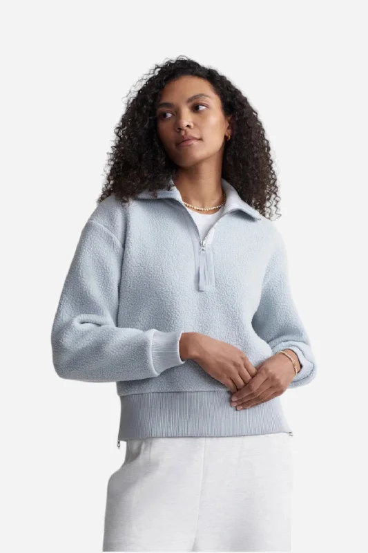 Women's Comfortable Lounge Attire Varley Roselle Half Zip-Fleece in Pearl Blue