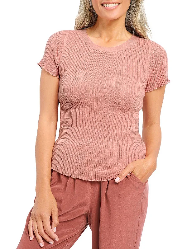 Women's Work Outfit Josie Womens Ruffled Knit Crewneck Sweater